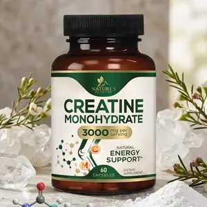 Creatine Monohydrate 3000mg Per Serving, Micronized Capsules, Supports Lean Muscle, Strength, Energy & Endurance, Non-GMO, Bottled in USA, 60 Capsules