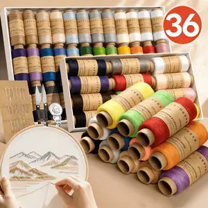 Portable Boxed Sewing Thread Set, 12 Basic Colors, 36 Full Colors, 12 Bright Colors, Essential Home Sewing Supplies Kit