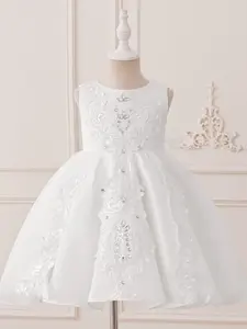 White Baby Girl Clothes Big Bow Christening Cocktail Embroidered Toddler Baptism Pageant Ball Gown Princess Dress Baby Clothing for all Season 1 Months to 18 Months