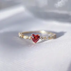 Fashion Heart-shaped Ruby European Style Ring with Diamond-studded Zircon real  rings huge  engagement  ring