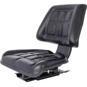 Tractor Seat with Backrest Black Slide Track Steel PVC Compact Mower Seat for Compact Mowers Comfortable Support