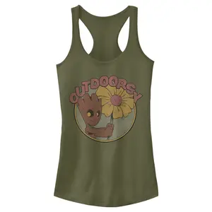 Juniors Womens Marvel Guardians of the Galaxy Outdoorsy Groot Racerback Tank Top