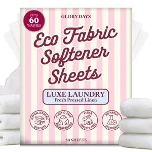 Glory Days Eco Fabric Softener Sheets 30ct – Plant-Based, Biodegradable, Hypoallergenic & Baby-Safe – Softens Clothes, Reduces Static – Zero-Waste Laundry for Home & Travel