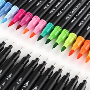 12-120 Color Markers Set, Art Markers Pen, Fine Tip & Brush Head, Professional Art Supplies for Adult Coloring Books, Journals, Note Taking, Drawing. Perfect Christmas Gift & New Year Gift