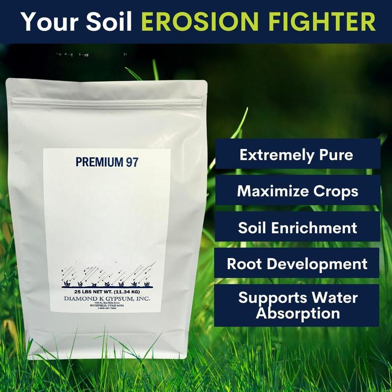 Supply Solutions Gypsum Powder - Purest & Soluble Houseplant Food Fertilizer for Indoor Plants, Outdoor, Lawn, Vegetables - 25 Pounds, Enhances Growth & Soil Health