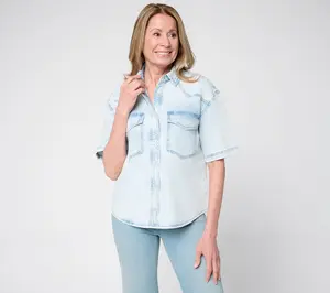 Studio Park x Amy Stran Lightweight Denim Short Sleeve Top