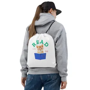 Adorable Reading Kitten Drawstring bag