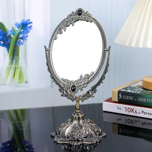 Elegant Oval Vanity Mirror: Vintage-Inspired Tabletop Cosmetic Mirror