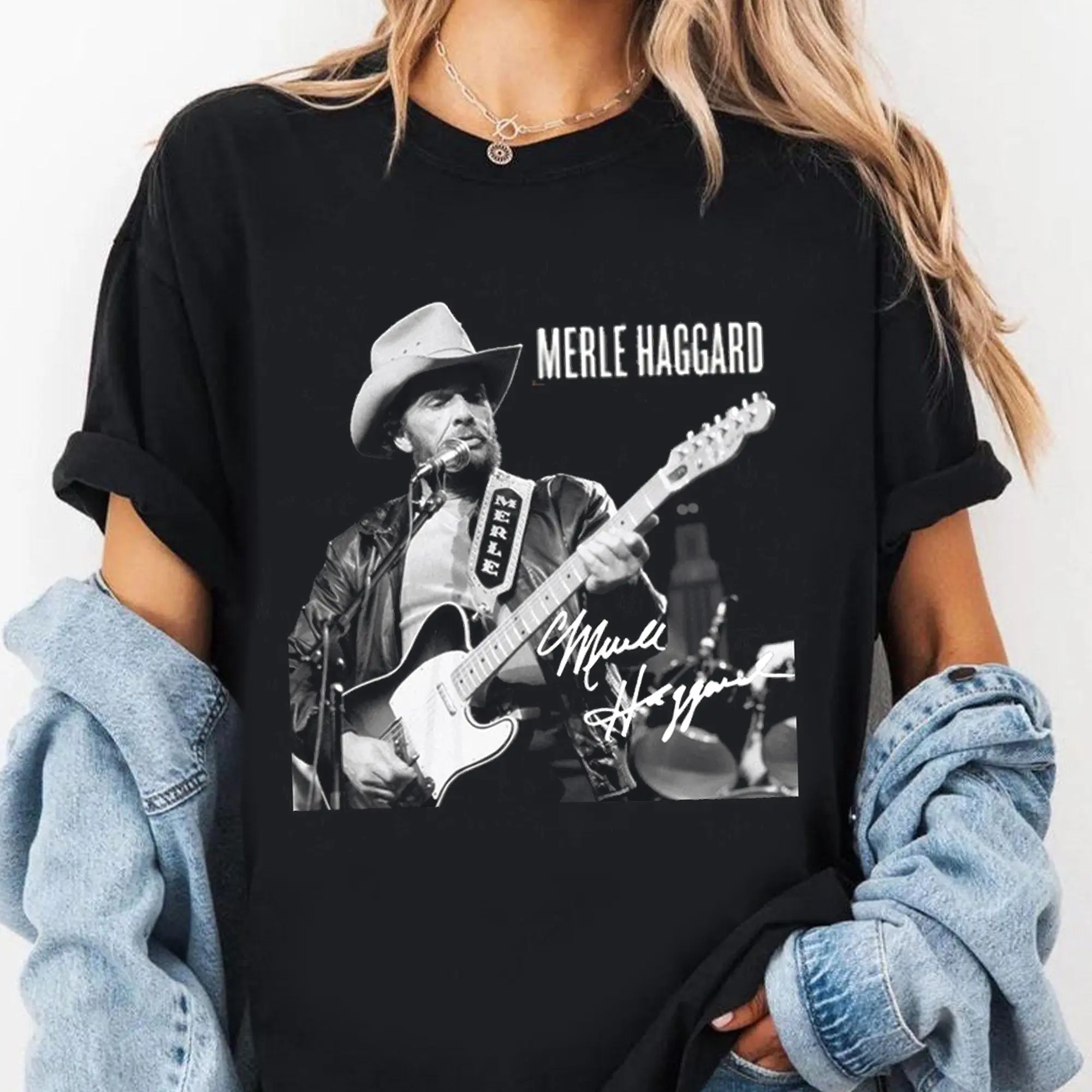Merle Haggard Signature Concert Vintage T-Shirt - Retro Country Music Tour Unisex Graphic Tee