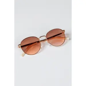 Rose Gold Luxe Round Frame Sunglasses