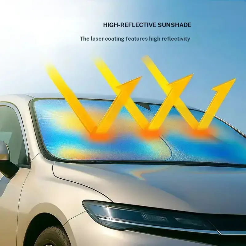 Laser Car Windshield Sun Shade | Reflector Sunshade Offers Ultimate Protection for Car Interior | Cool Reflective Sun Blocker Fits Sedan/SUVs, MPVs. (57x31 in),Summervibes summerwins