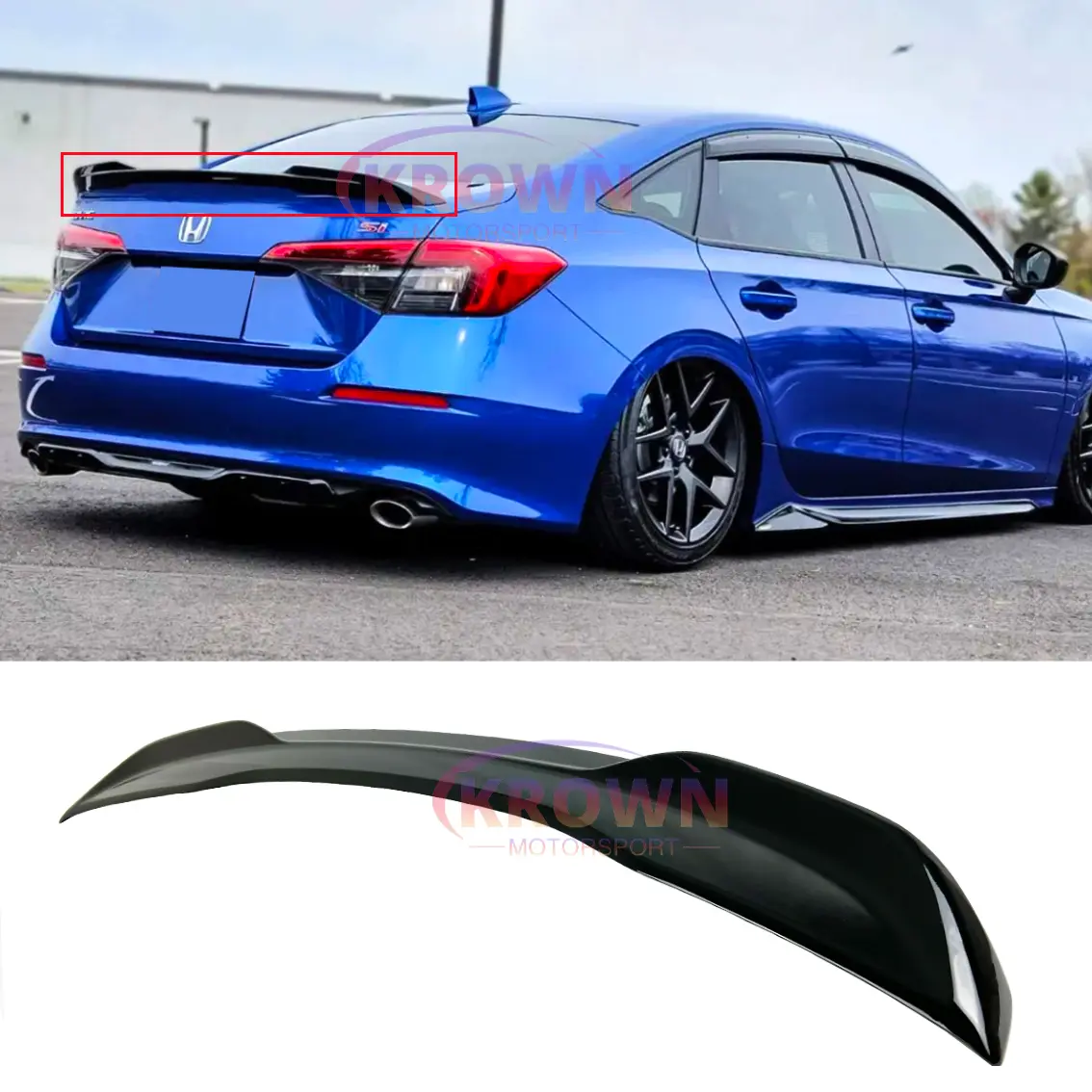 FITS 2022-2026 HONDA CIVIC SEDAN GLOSSY BLACK Si STYLE DUCKBILL REAR TRUNK SPOILER WING