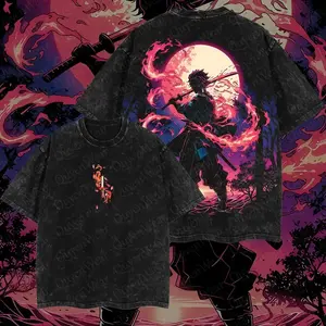 Retro Limited Vintage Kamado Tanjiro Demon Slayer, demon slayer infinity castle, Unisex Oversize Anime Manga Acid Washted Heavyweight Cotton Tshirt, Anime Merch, Gift for anime fan Clothes Oversized anime merch
