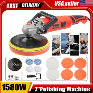 CarTok 7-Inch 1580W Power Dual Action Random Orbital Polisher Kit - 7-Speed Variable, Switch Lock, Dual Grips, Hex Wrench, Multi-Surface Buffer Sander Waxer, Professional Paint Correction Tool - Ideal Dad Gift