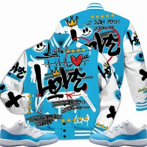 11 Low University Blue Varsity Jacket, Low University Blue 11s Outfits, Happy Love Beats Graffiti Outfits Streetwear Sneaker Matching Shirt