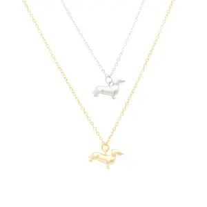 14k Gold or Sterling Silver Dachshund Charm Pendant Animal Pet Dog Necklace