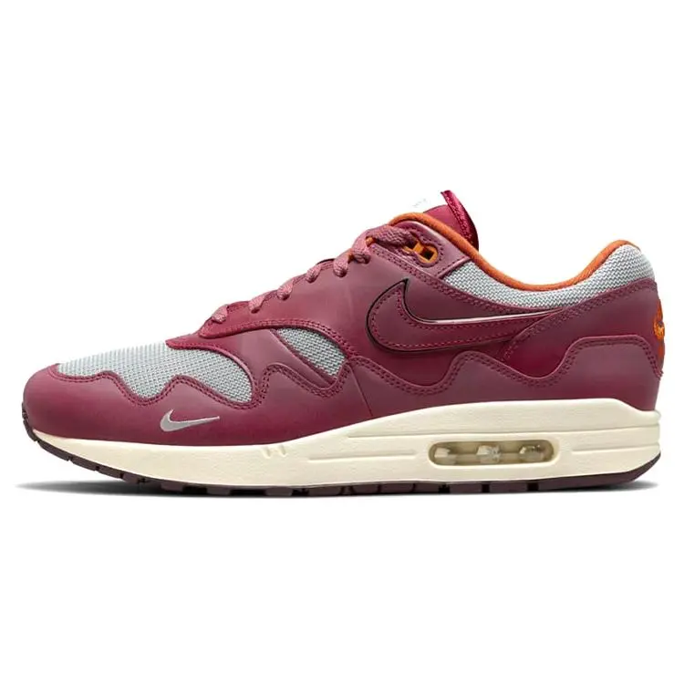 Nike Air Max 1 Patta Waves Rush Maroon Without Bracelet Retro Cushioned Breathable Low Top Casual Running Shoes DO9549-001