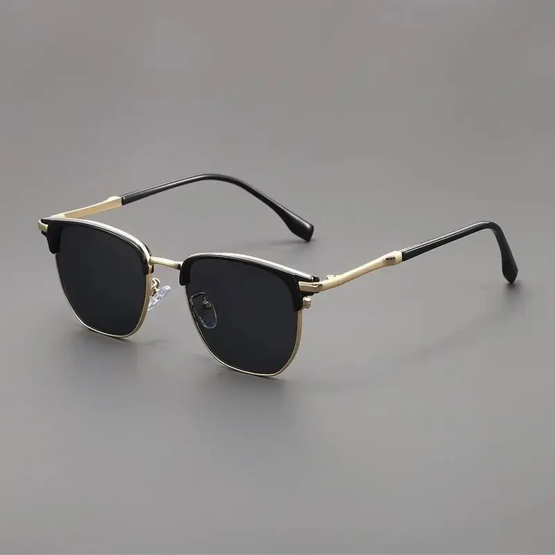 Men’s Vintage Browline Sunglasses - Retro Half-Frame Fashion Shades with UV Protection, Men’s Sunglasses for Driving, Outdoor Sports, Vintage Sports Eyewear for Everyday Streetwear