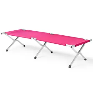 Camp Bed, Portable Folding Camping Cot for Adults,Indoor Outdoor Portable Sleeping Cot for Hiking, Camping with Carrying Bag Pink