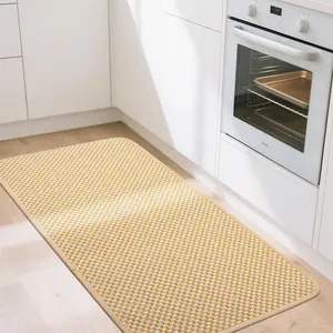 Kitchen Mats for Floor Super Absorbent Kitchen Rugs Non Slip Washable Braided Rubber Standing Kitchen Sink Mat Fit Under Door Easy to Clean, 17 x 32 Inch, Yellow, Machine Washable