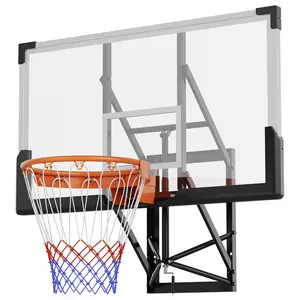 48-Inch or 54-Inch Wall Mounted Basketball Hoop with Shatterproof Backboard, Adjustable Height Goal for Indoor Outdoor Garage, School, Park