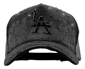Rude Awakenings The Last Supper Premium Streetwear Snapback – Black Adjustable Unisex Hat for Men & Women with Tonal Embroidered Last Supper Artwork, Glossy Gothic LA Monogram, Studded Details, Breathable Mesh Panels, and Bold Luxury Urban Style