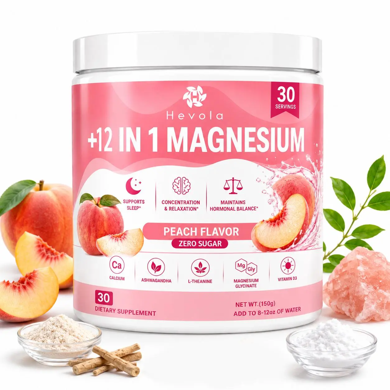 Soothing Sparkling Drink Powder – Contains a 12-in-1 formula (Magnesium, KSM-66 Ashwagandha, Saffron, Vitamin D3, GABA, L-Theanine, etc.) to help balance cortisol, regulate mood, and improve sleep; 30 servings per pack.