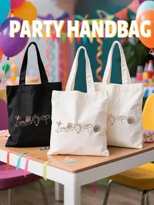 Hand-Drawn Beach Graffiti Tote Bag, Seaside Wedding Welcome Gift, Reusable Canvas Shopping Bag, Ideal for Beach, Shopping, Party, Casual Commuter Bag, Reusable Shopping Bags