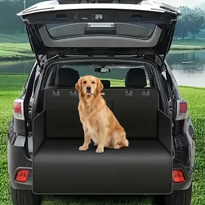 Dog car trunk pad protector, anti slip pet cargo cover, scratch resistant and tear resistant washable trunk cover pad for travel, universal small truck SUV, blackTravel friendly dog bed mat with storage pocket and protective mudguard