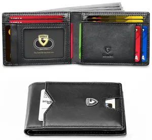 GSOIAX Men's Simple Slim Wallet with RFID Blocking Function Leather