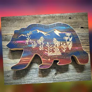 Bear Shaped Cribbage Board-Wildflowers Mtns