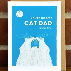 Funny Cat Dad Father's Day Card and Birthday Card, Greeting Card with Envelope