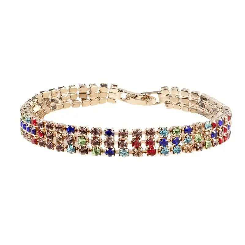 Sparkling Colorful Zircon Crystal Bracelet,Exquisite and Luxurious Rainbow Crystal Charm Bracelet,Fashion Jewelry Gift