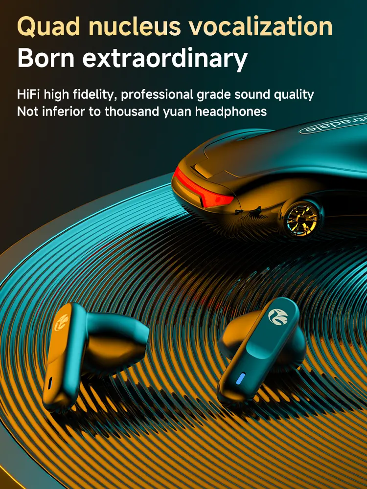 SHUOMENG Black Bluetooth Earbuds - Cool Sport Car Shape, Low-Latency, Long Battery Life, Stable Connection, Portable Bluetooth Headphones for Phones & Electronics, Father's Day Gift