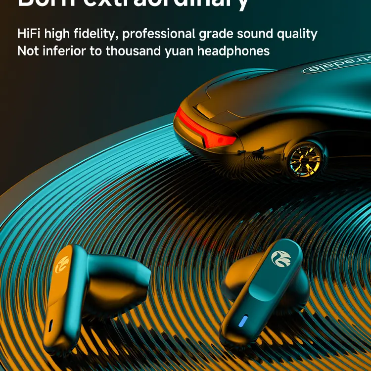 SHUOMENG Black Wireless In-Ear Audio Headset - Cool Sport Car Shape, Battery Powered, Low Latency, Long-Lasting Battery, Stable Electronic Connection, Seamless Sync, Portable for Phones, Music Calls, Father's Day Gift