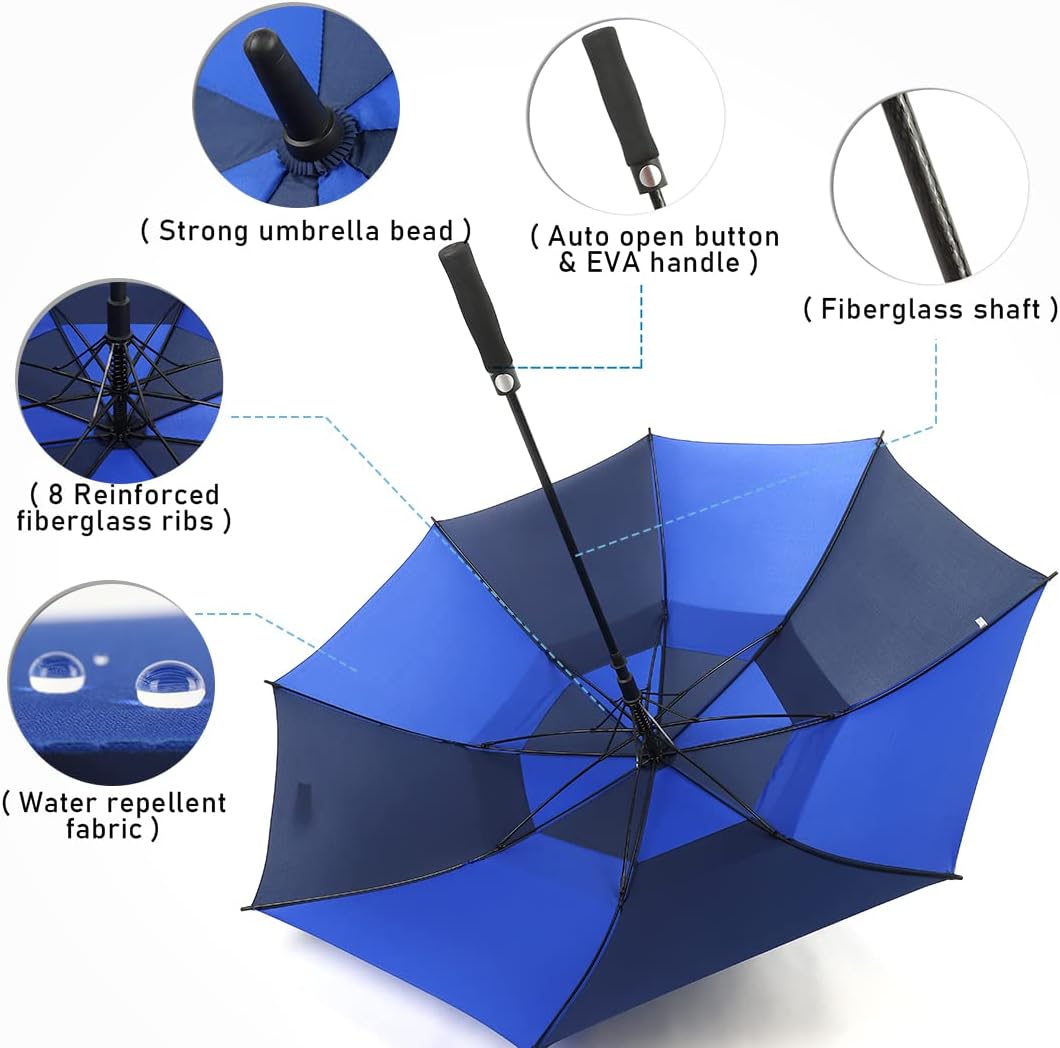 LLanxiry Umbrella Large Golf Umbrellas for Rain Windproof 54/62/68 Inch Automatic Open Double Canopy Oversized Vented Stick Umbrellas for Men and Women LLanxiry Umbrella Large Golf Umbrellas for Rain Windproof 54/62/68 Inch Automatic Open Double Canopy Oversized Vented Stick Umbrellas for Men and Women