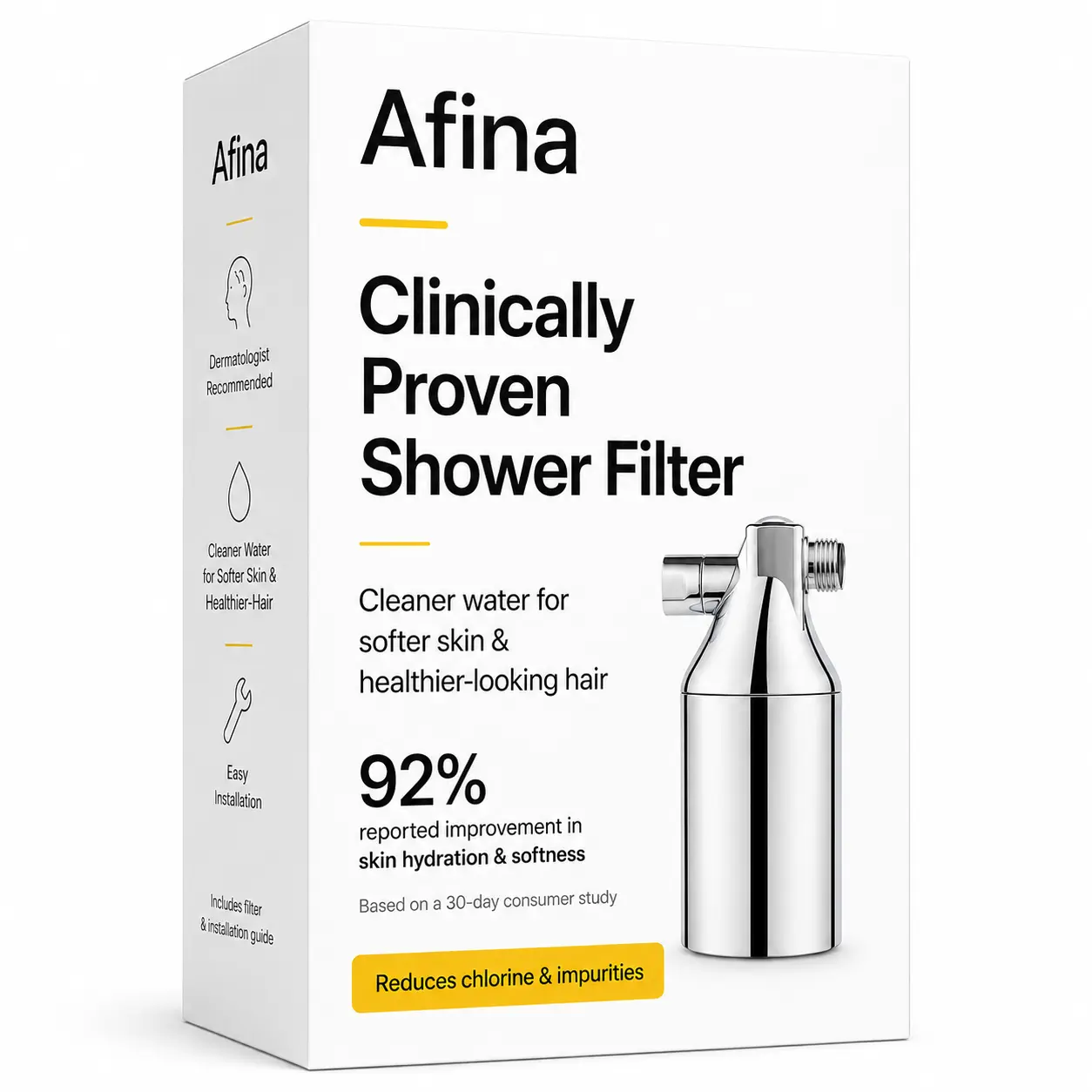 Afina High-Pressure Shower Filter for Healthier Hair & Skin Reduces Hair Fall Dry Itchy Skin Dandruff Eczema Protects Colored Hair Easy Install Universal Fit Handheld Showerhead Set