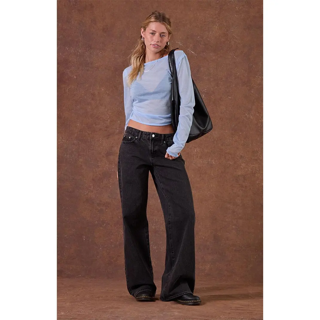 Pacsun Women's Casey Low Rise Baggy Jeans Washed Black