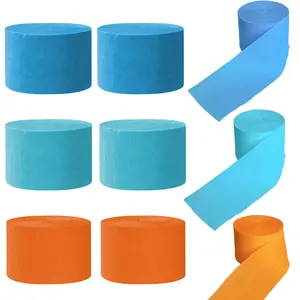 6 Rolls Crepe Paper Streamers Set,Blue and Orange Party Streamers for Birthday,Festive Decor,Event Styling,Vibrant Decorations,Durable Paper,Christmas Gifts,DIY Hand Tools Kits