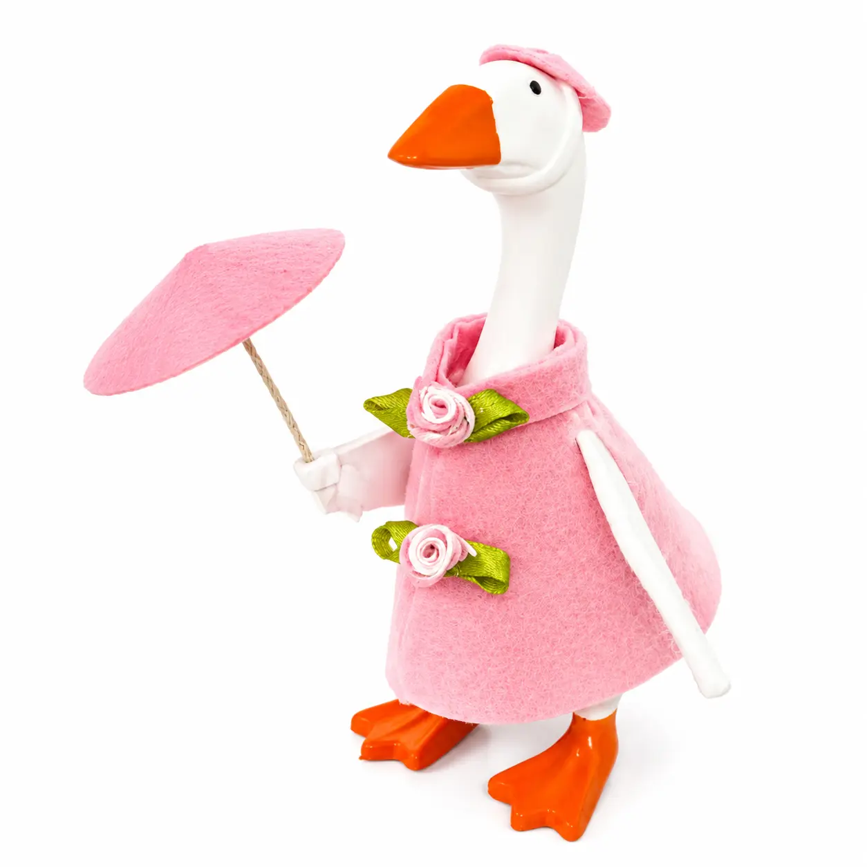 Mini Desk Goose (Excluding geese)Raincoat Outfit 7 Inch Rain Coat Goose Outfit with Umbrella Cute Desktop Geese Summer Holiday Costume for Magnetic Duck Statue Desk Key Holder Decor (Pink)
