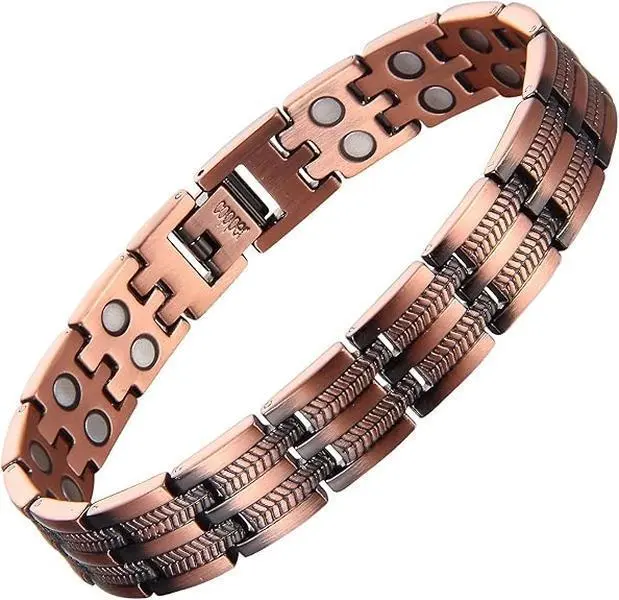 Men's 99.9% Pure Copper Magnetic Bracelet - Elegant Adjustable Fit Jewelry with Ultra Strength Neodymium Magnets for Daily Arthritis Relief