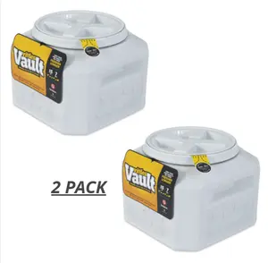2-PACK Gamma2 Vittles Vault Outback Pawprint Plastic Dry Pet Food Storage Container for Dogs, Gray, 15 Pound Capacity, 15 lb food container, food bin container, airtight dog food bin