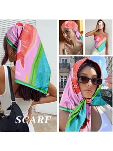 Sardine Can Design Satin Square Scarf for Women – Fun Headband for Daily and Food-Themed Celebrations, Kitchen Party Essential, Summer Picnic Accessory, Vintage Headscarf