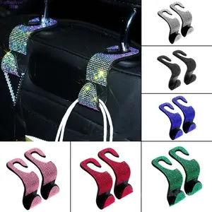 4 Pcs Bling Artificial Diamond Car Hooks, Hidden Seat Back Storage Hangers, Universal Auto Organizer, Durable Sparkling Design, Girly Boujee Car Accessories for Girls, Space-Saving Vehicle Interior Decor, Girly Car Accessories