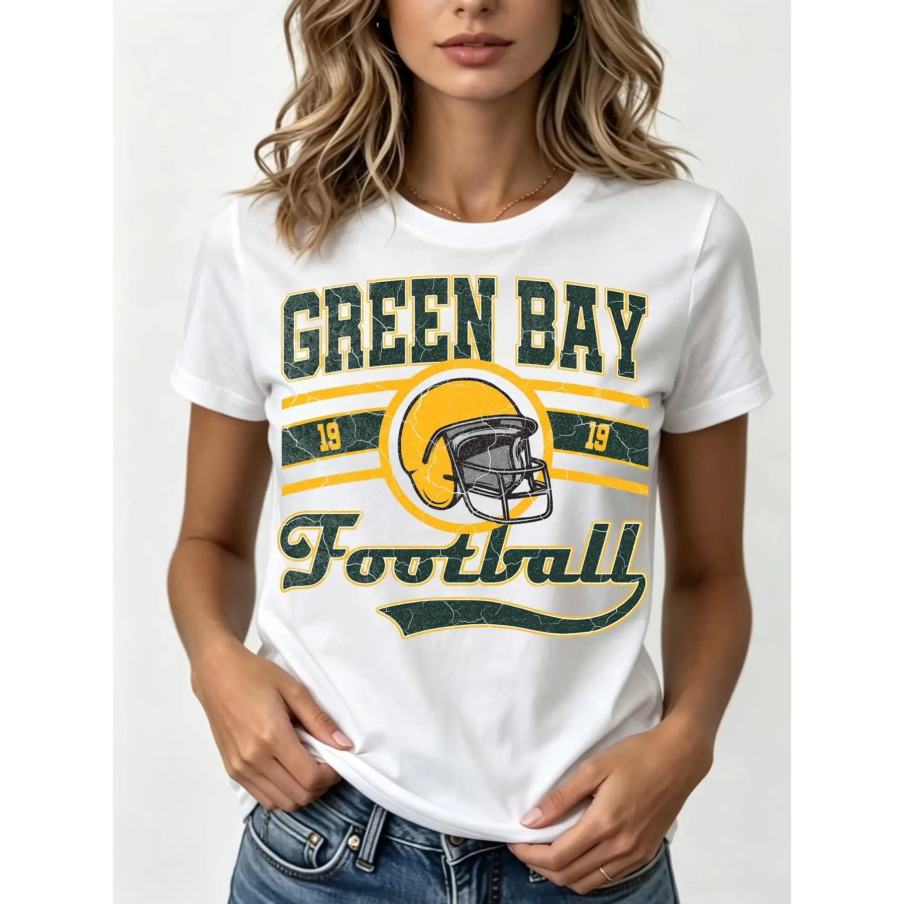 Green Bay Football Vintage Retro T Shirt, Women Casual Short Sleeve Top, Game Day Party Wear, Father's Day Gift, Sports Fan Apparel