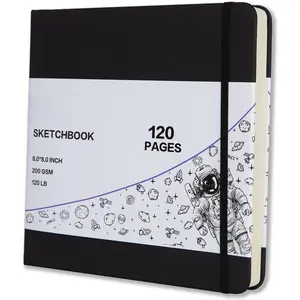 Hardcover Square Sketch Book, 120lb/200GSM Sketchbook Thick Drawing Paper for Marker Watercolor Pencil Mixed Media,  Drawing Notebook, Art Journal, 60 Sheets/120 Pages 8x8 Inch Sketch Pad