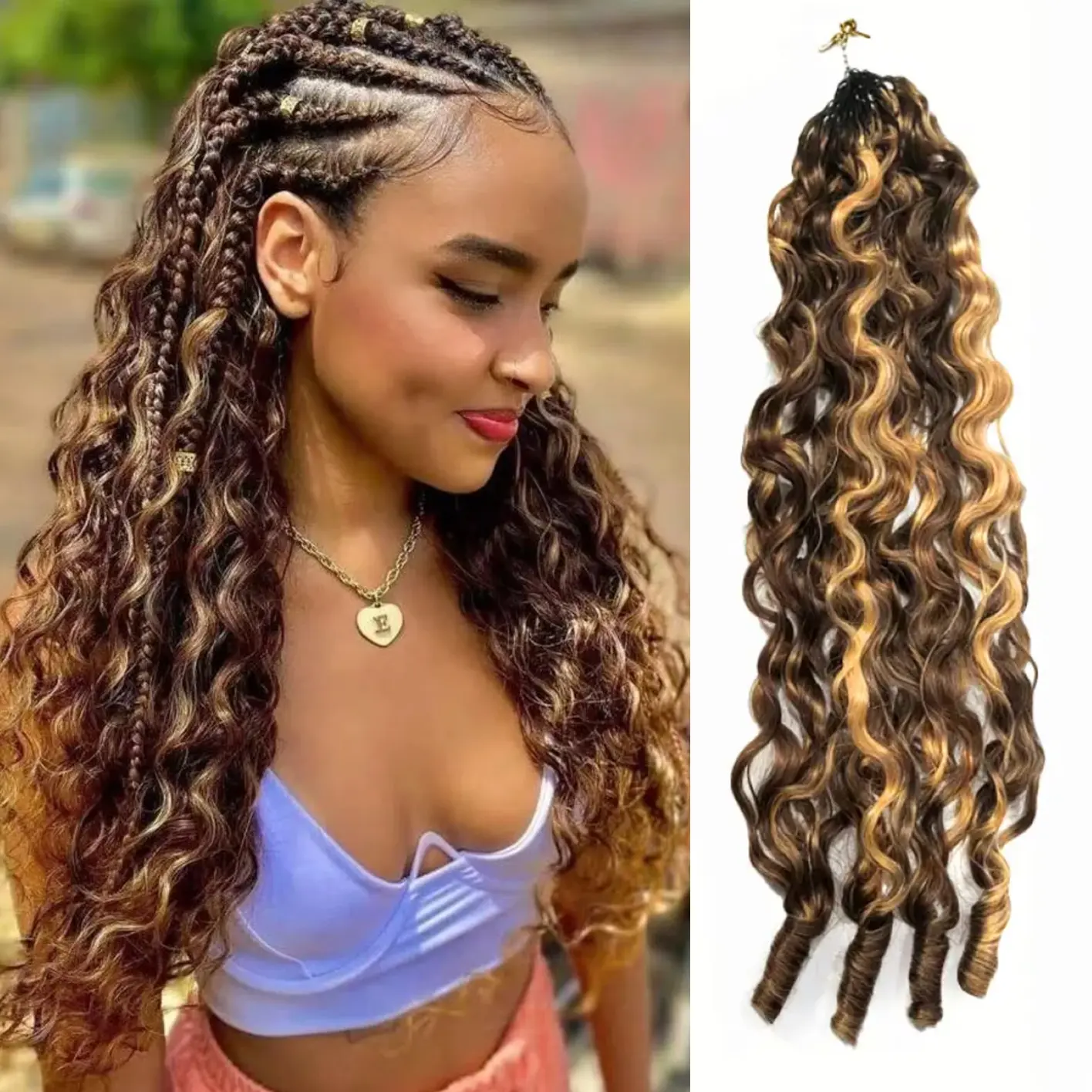 Burmese Curly Crochet Hair Human Hair Extensions Highlight Brown / Natural Black /99J  /Reddish Brown Pre-Separated Miracle Knots 50g/Pack Knotless Boho Braids,4–5 Packs Full Head,Vacation Hair#WorldCup2026#gameday outfits#DealsForYouDays backtoschool