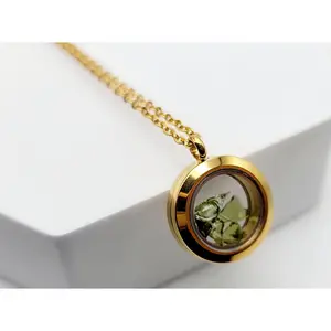 Elegant Gold-Tone Moldavite Locket Necklace - 18 Inches Birthday Daily