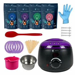 Zakia Beauty complete Waxing set for Brazilian Wax - Digital Display- Contains 4 packs of wax Beans Comfort full body hair sensitive skin hard new Luxury care cosmetic tress wellness Applicator Silicone Salon Hard Wax Beads Wax Warmer Hair Removal Wax