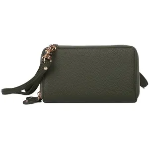 Julia Buxton Ultimate Organizer Wallet on a String – Vegan Leather RFID Blocking Crossbody Wallet Purse with Wristlet Strap, 15 Card Slots, 2 Zip Compartments & Adjustable Strap